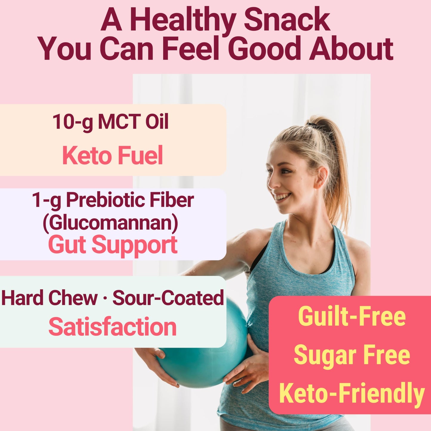 SHIZAM High-Fiber Keto Gummies, MCT Oil C8/C10, Gluten Free, No Sugar, Low Calorie, Low Carb, 64 Count