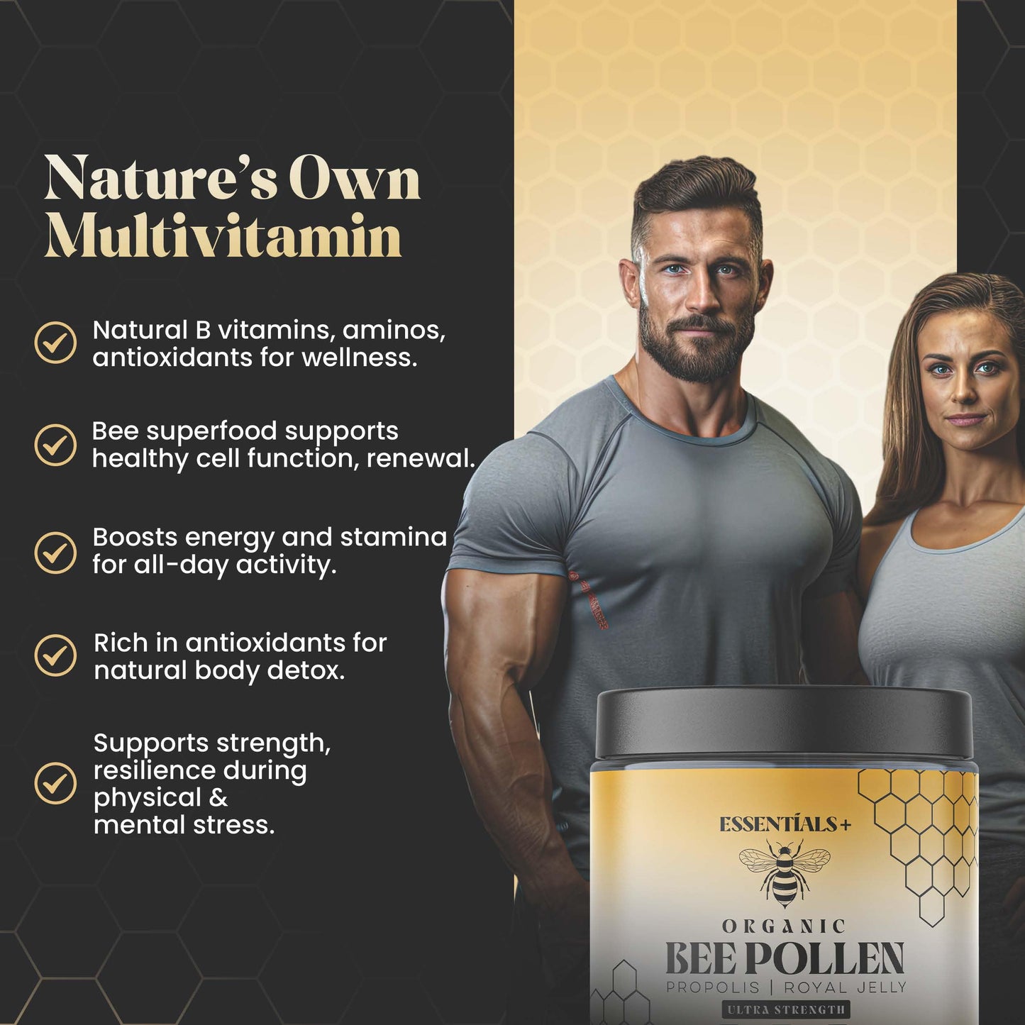 Essentials+ Bee Pollen Propolis & Royal Jelly Capsules, 60 Count