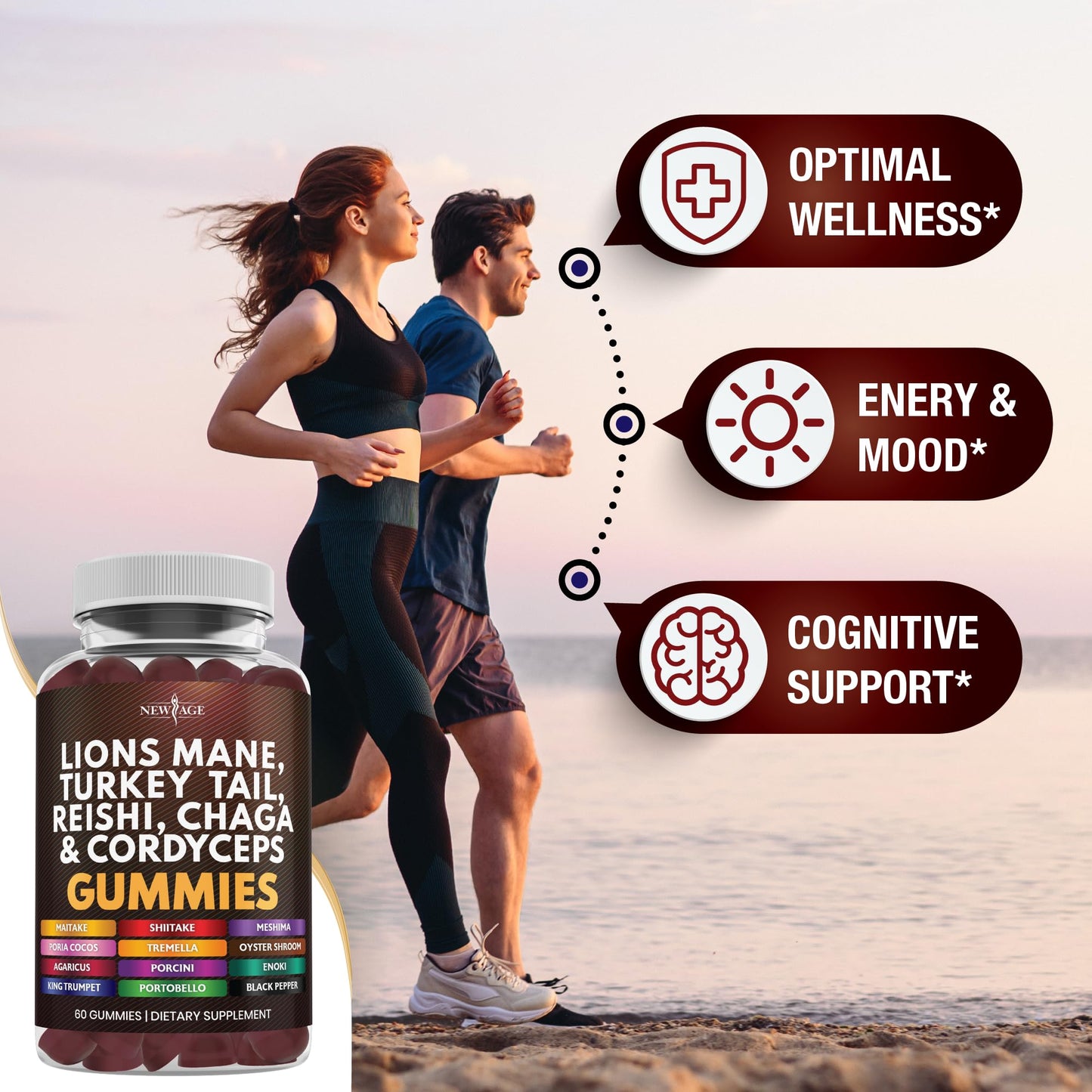 NEW AGE Mushroom Lion's Mane Supplement Gummies 120 Count