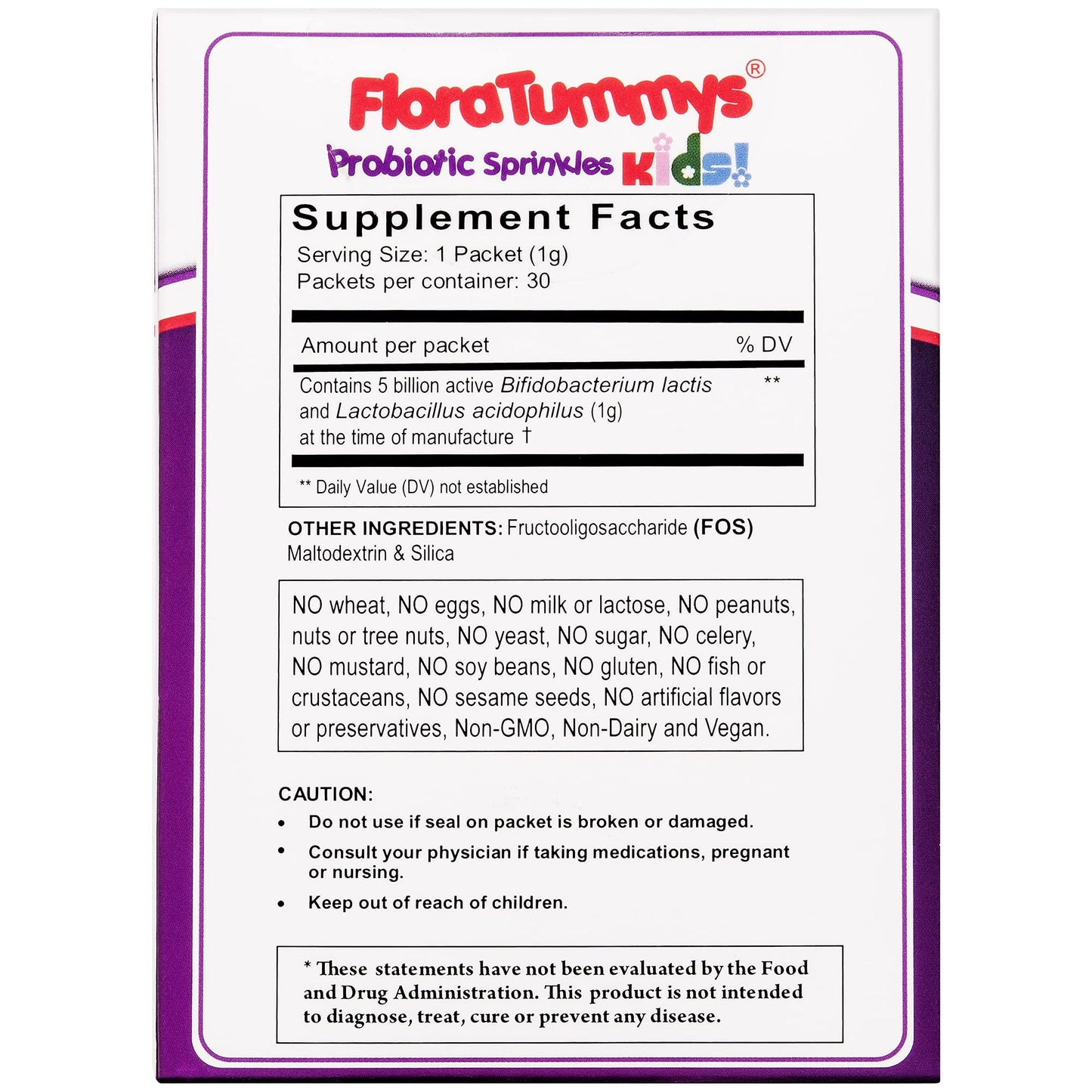 FloraTummys Probiotic Sprinkles for Kids Powder, 60 Count