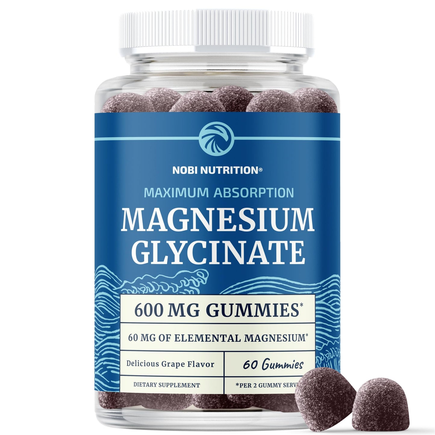 Nobi Nutrition Magnesium Glycinate Gummies 60 Count