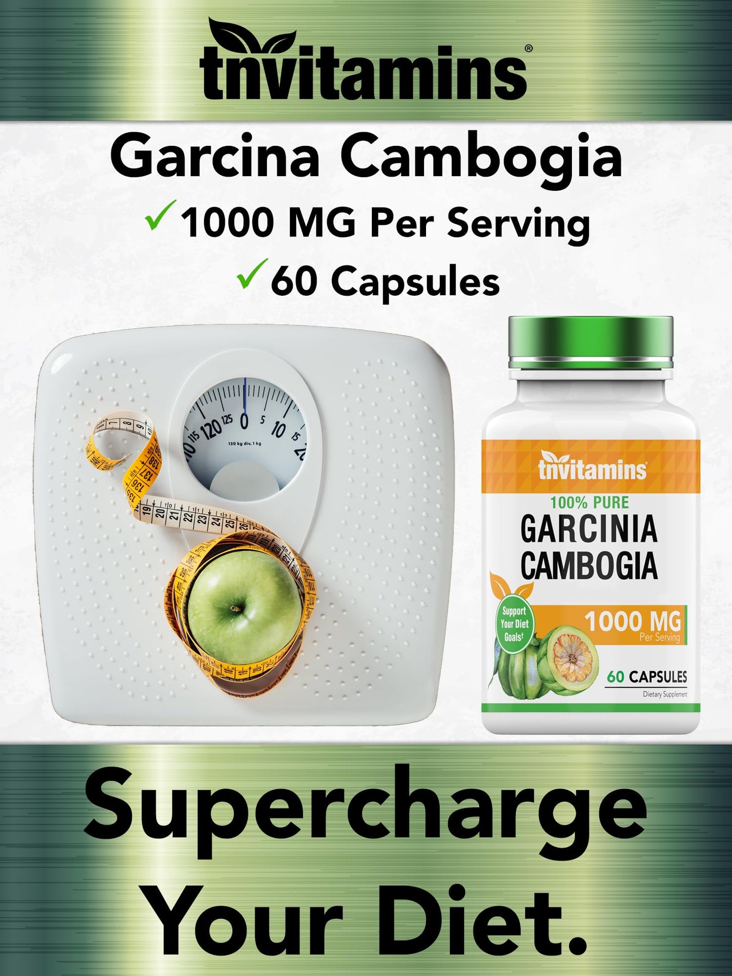 tnvitamins Garcinia Cambogia Extract Capsules with Chromium 1000 mg, 60 Count