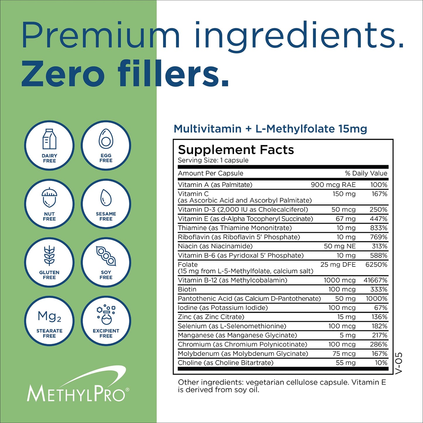 MethylPro Multivitamin with L-Methylfolate 15 mg Capsule, 30 Count