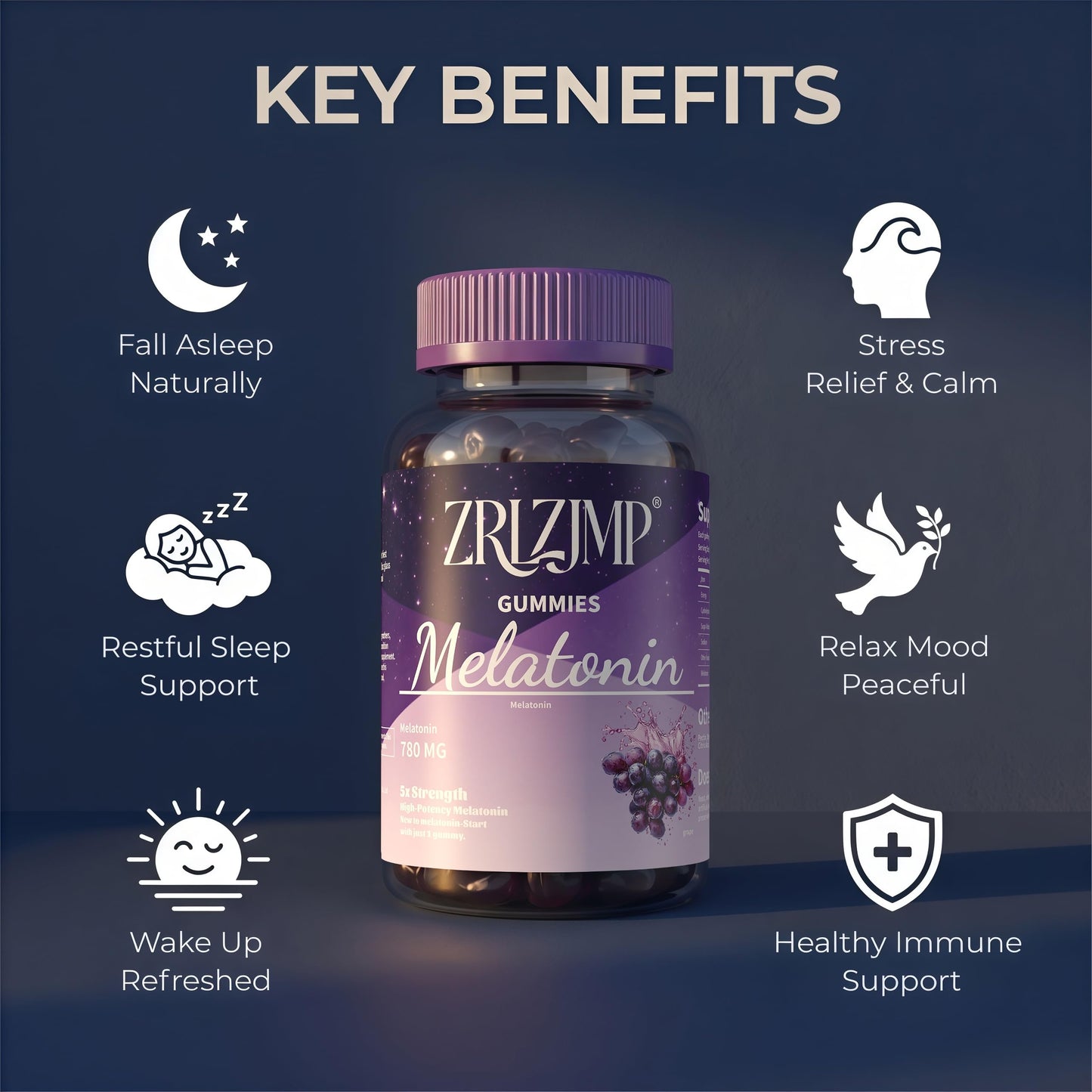 ZRLZJMP Melatonin Gummies 60 Count