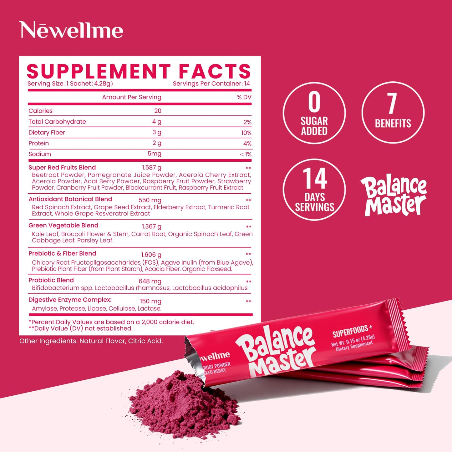NEWELLME Organic Beetroot Super Reds Powder, Pack of 28