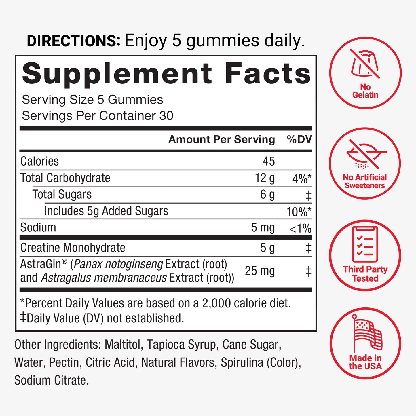Force Factor Creatine Monohydrate Gummies, 150 Gummies
