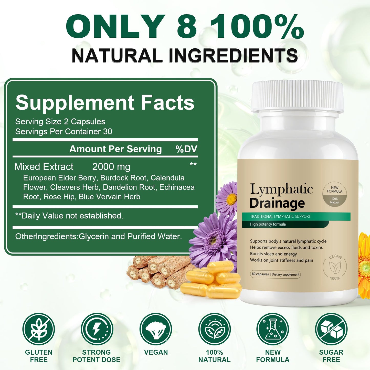 Haqeed Lymphatic Support Capsules with Dandelion & Cleavers Extract, 60 Capsules