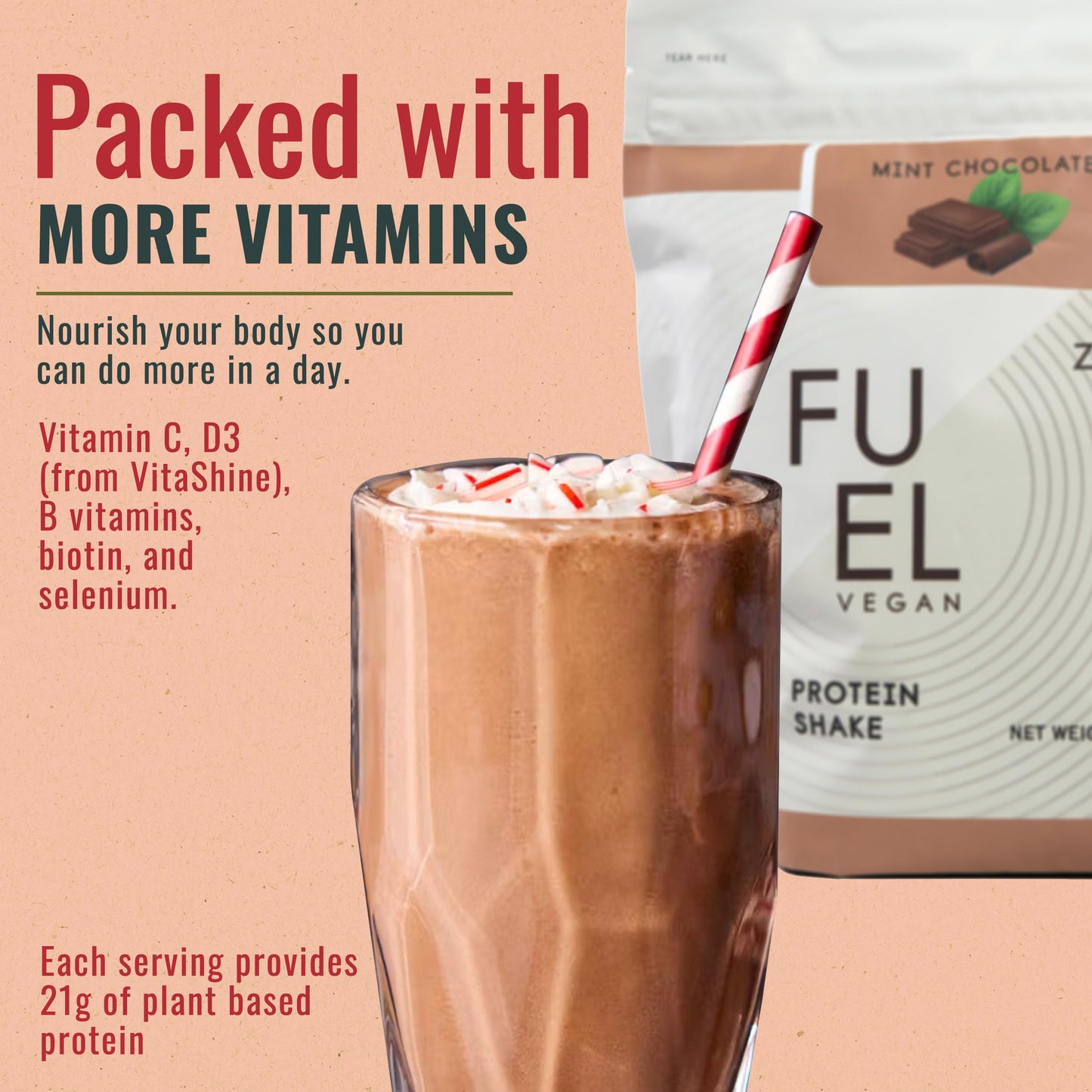 zenbodi Fuel Vegan Protein Powder Mint Chocolate 32 Servings, 2 lb