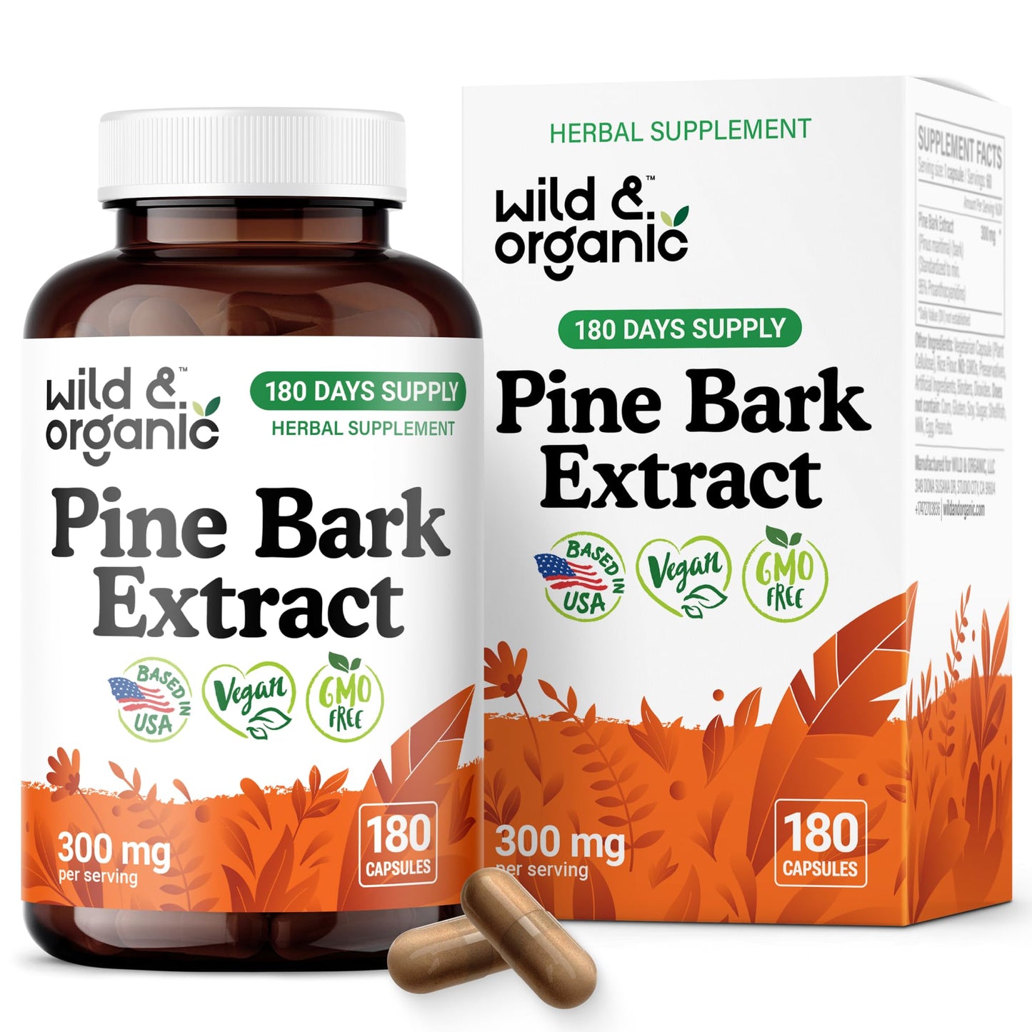 Wild & Organic Pine Bark Extract Capsules 180 Capsules