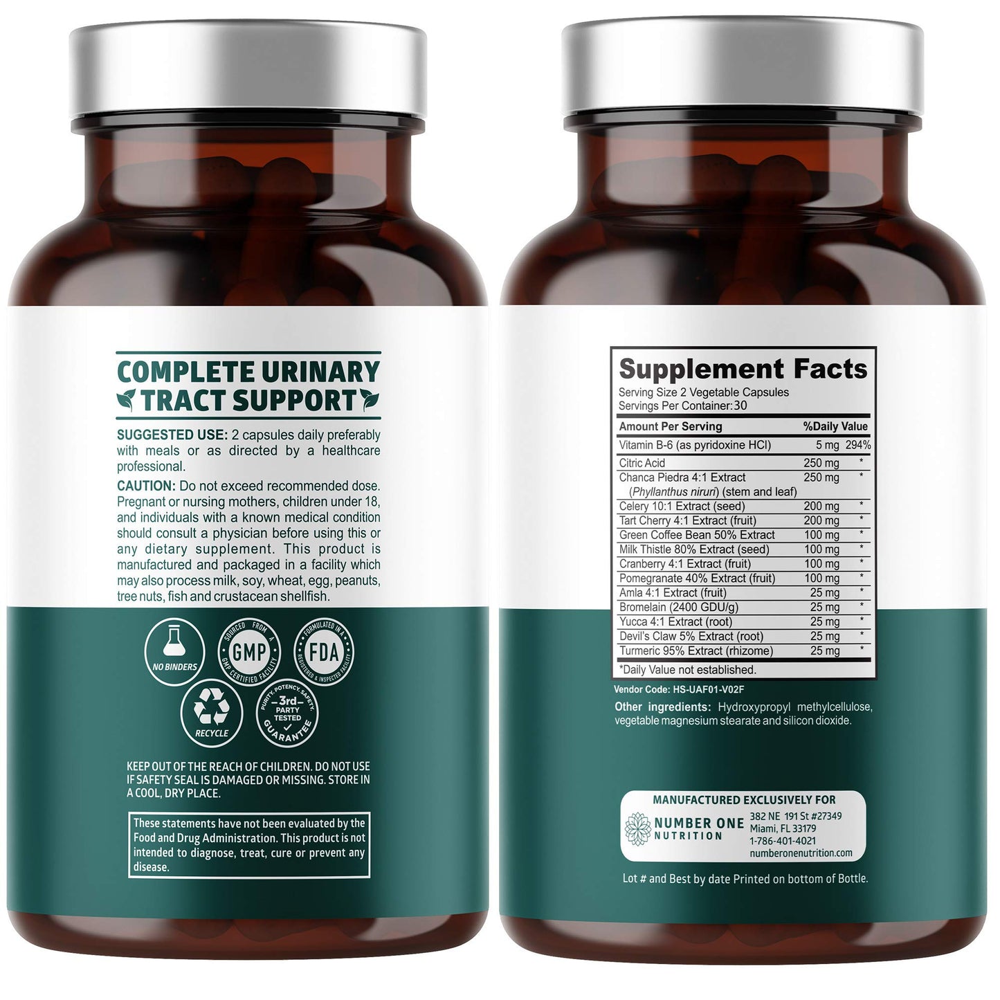 Number One Nutrition Uric Acid Support Supplement 60 Capsules