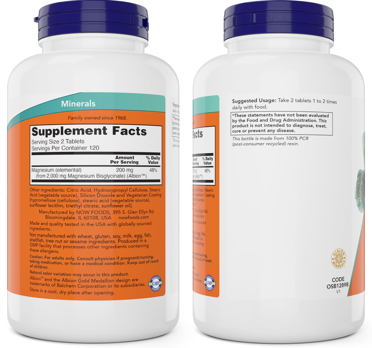 NOW Foods Magnesium Glycinate Tablets, 240 Tablets