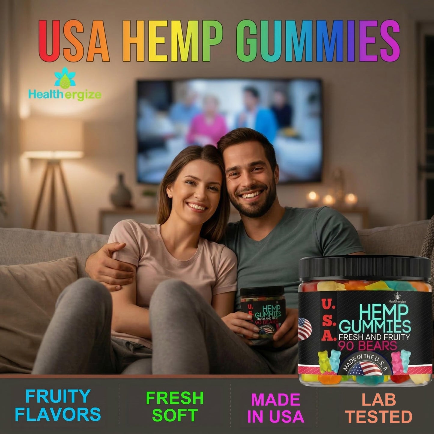 Healthergize Hemp Gummies for Sleep and Calm, 90 Count