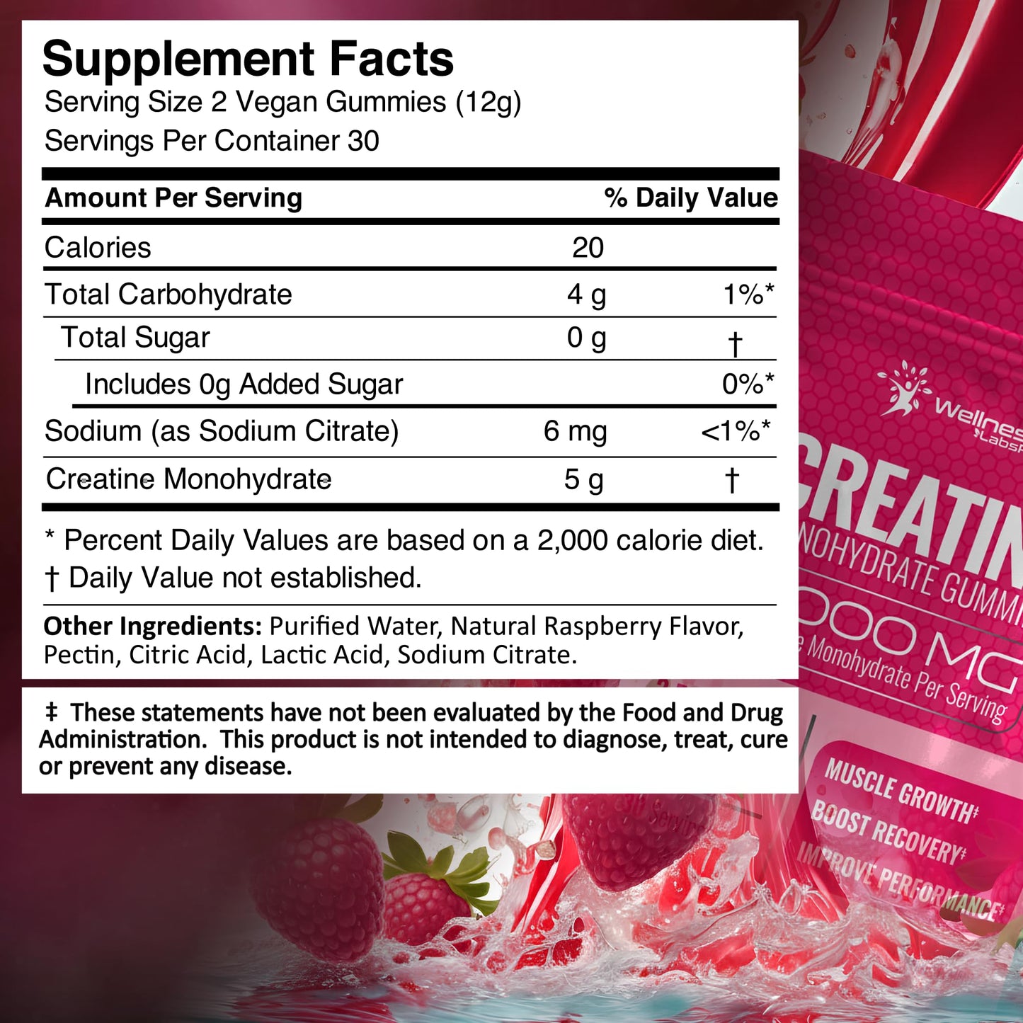 WELLNESS LABSRX Creatine Monohydrate Gummies, 60 Gummies