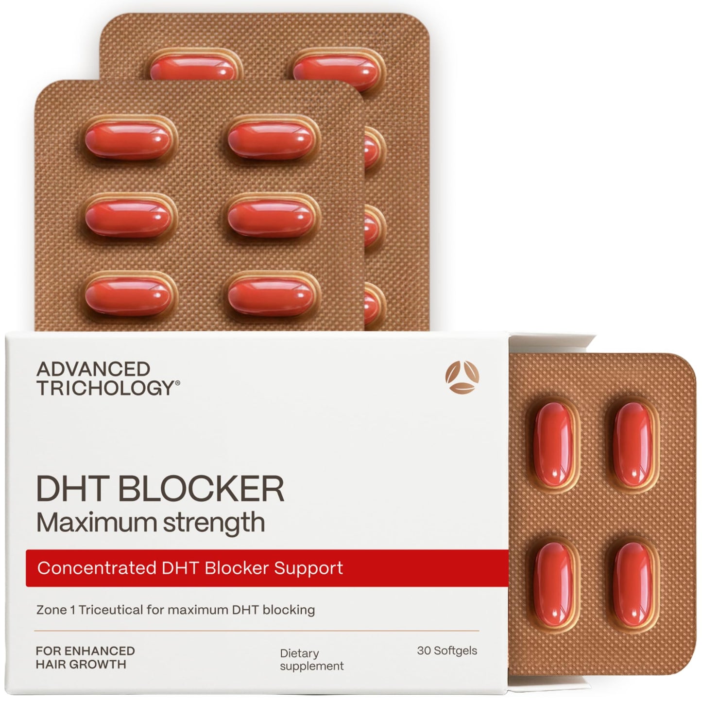Advanced Trichology DHT Blocker Maximum Strength Hair Growth Supplement with Saw Palmetto & Pumpkin Seed Oil Softgel 30 Count