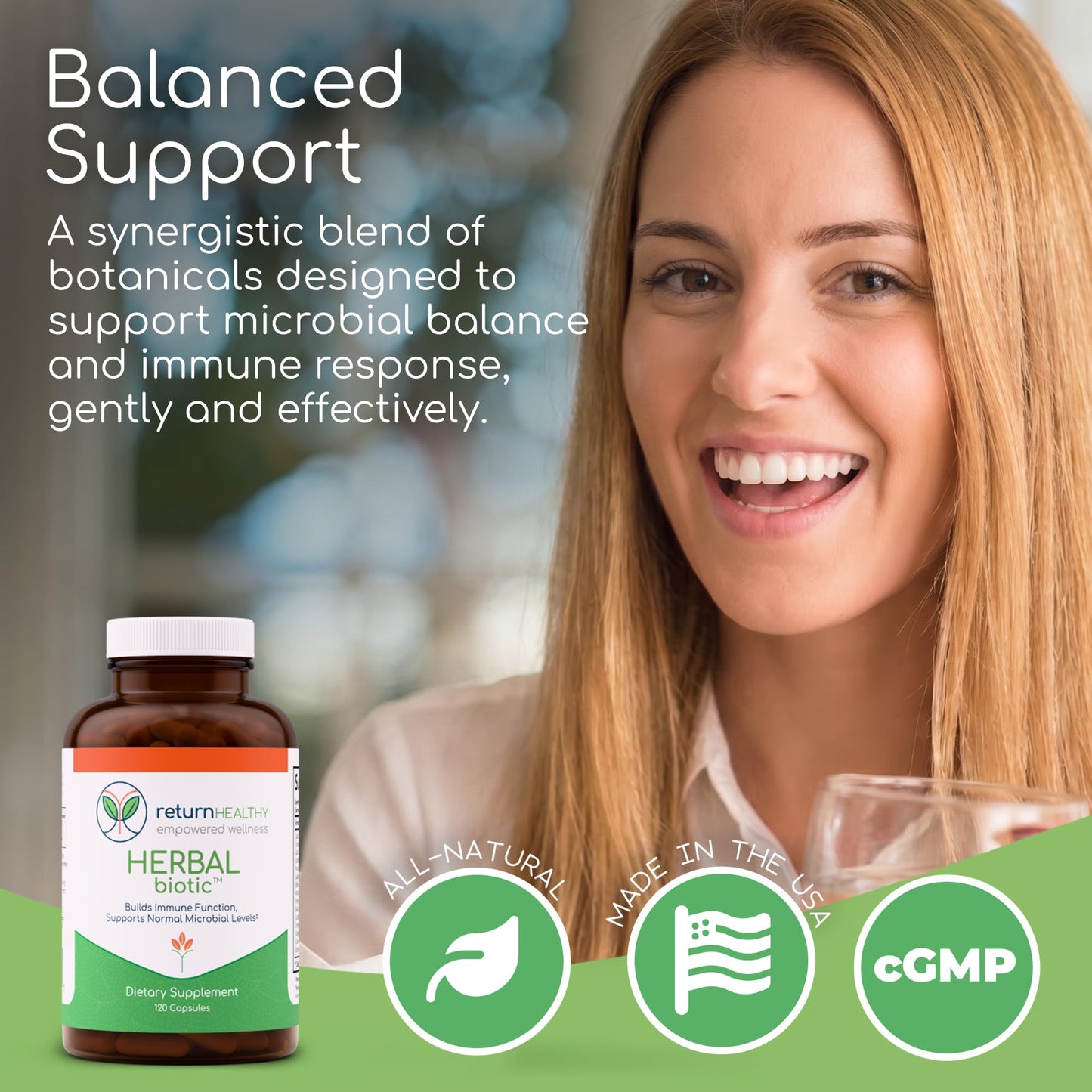 Return Healthy Herbal Biotic Immune Support Vitamins 120 Vegan Capsules