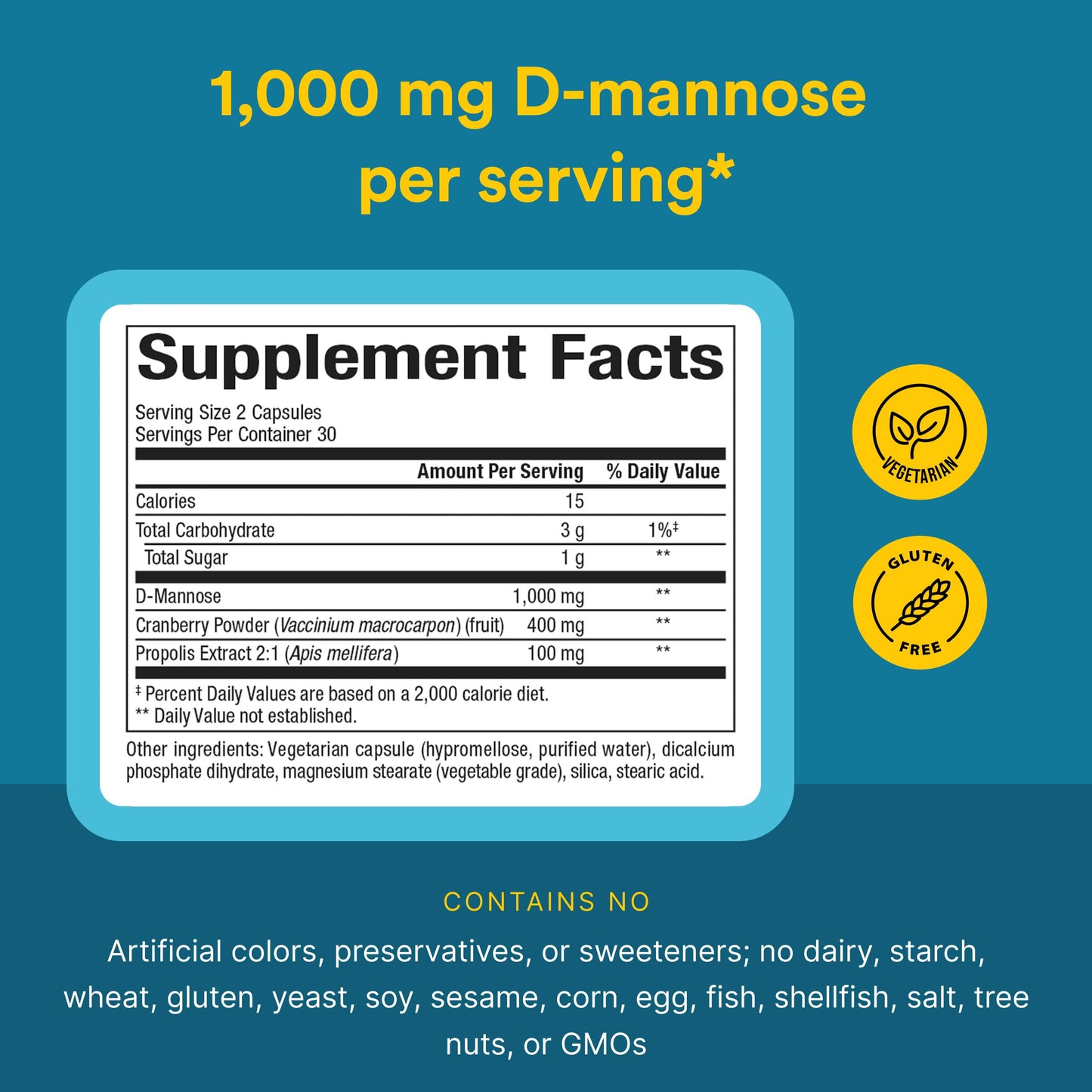 Natural Factors WomenSense D-Mannose with Cranberry Plus Propolis 60 Capsules