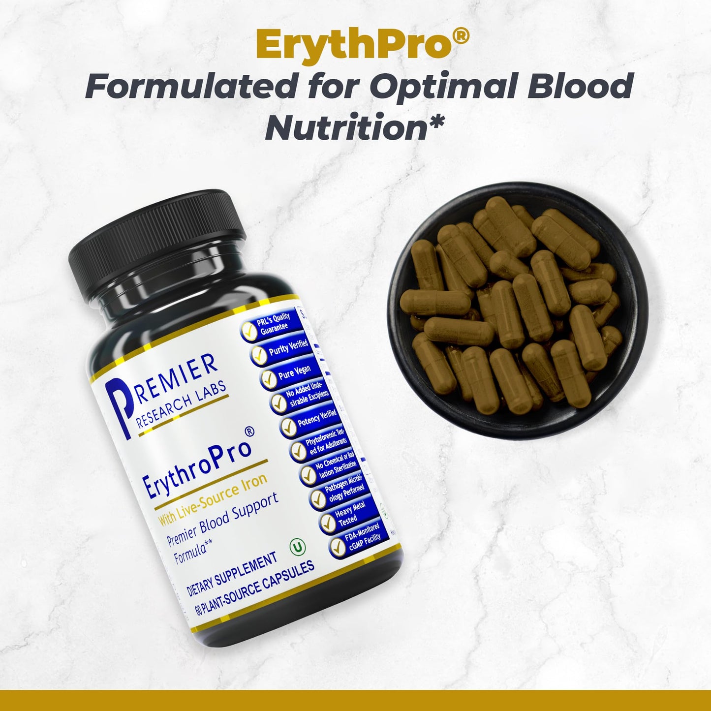 Premier Research Labs ErythroPro Iron Capsules, 60 Capsules