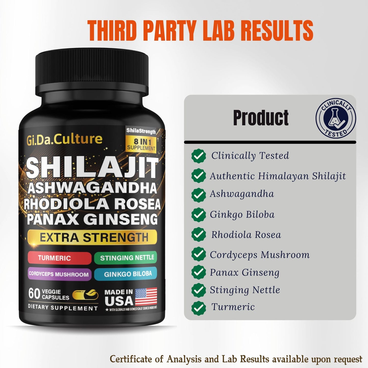 Gi.Da.Culture Shilajit Capsules 60 Veggie Capsules
