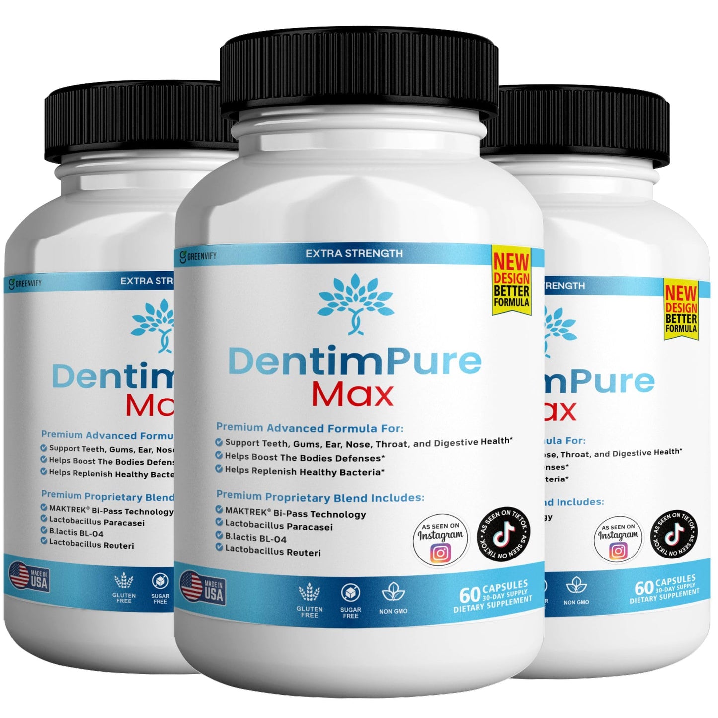 GREENVIFY DentimPure Max Extra Strength Probiotic Supplement with 40 Billion CFU, 240 Capsules