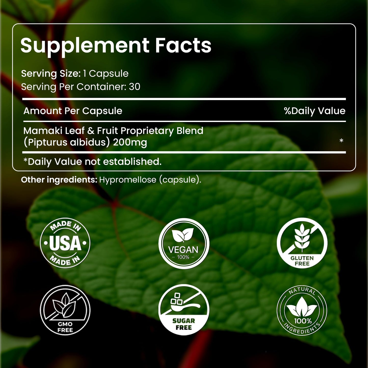NAKIHALANI FARM Mamaki Memory Brain Support Supplement Capsule 30 Count
