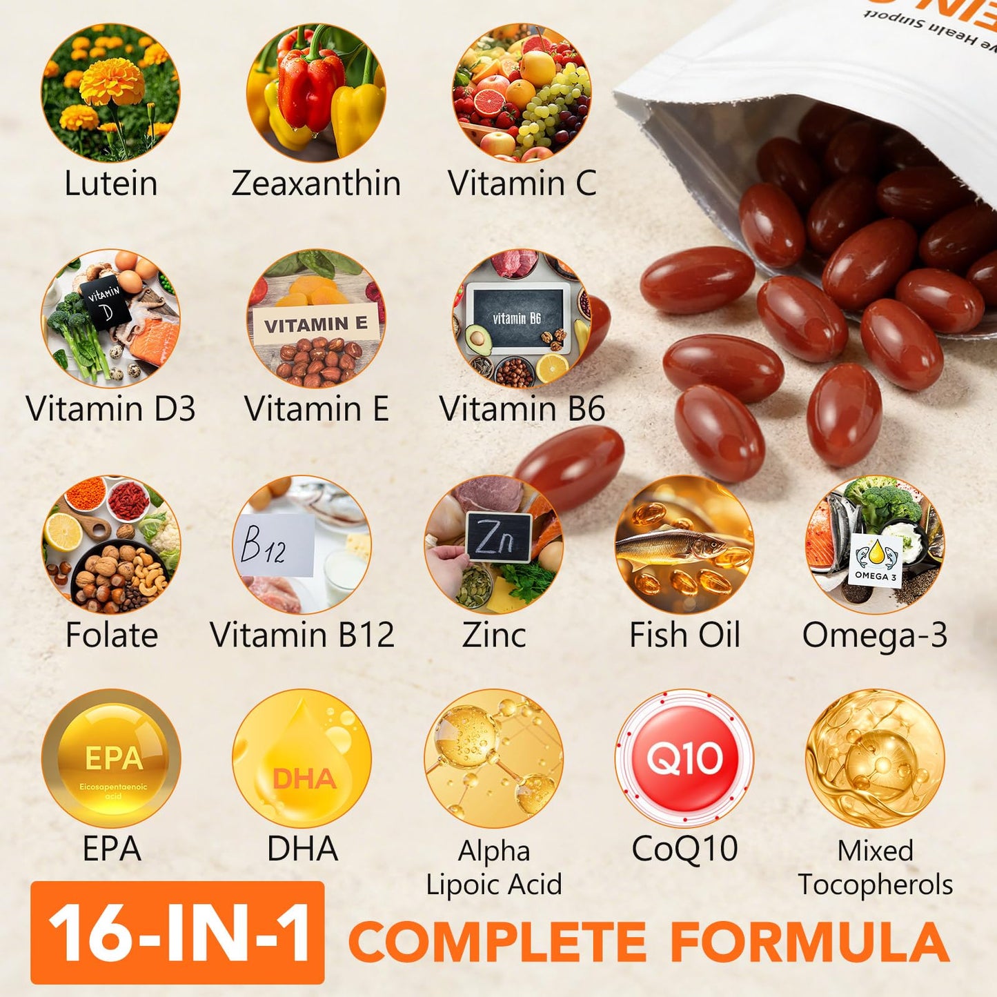 XQDCICQU Premium Lutein 40mg with Zeaxanthin 8mg Capsule, 120 Count