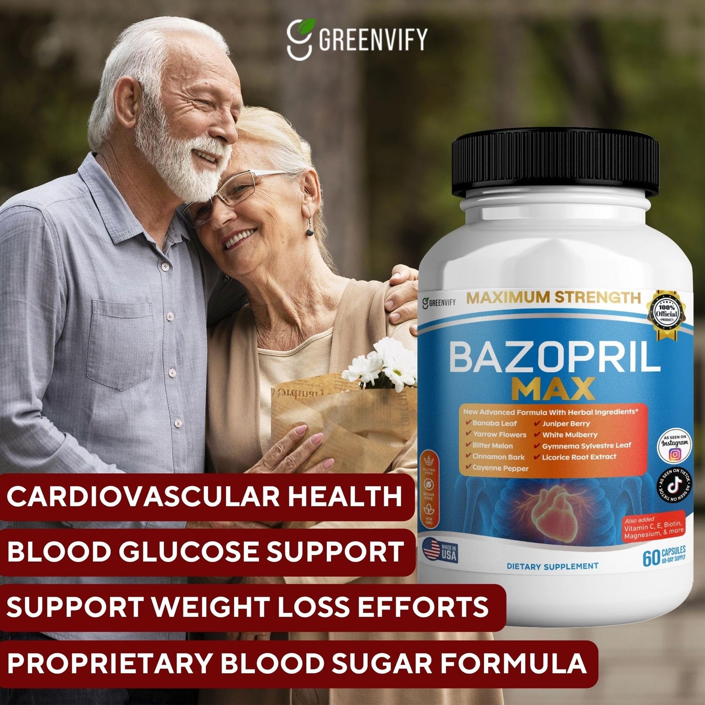 GREENVIFY Bazopril Max Maximum Strength Dietary Supplement 180 Capsules