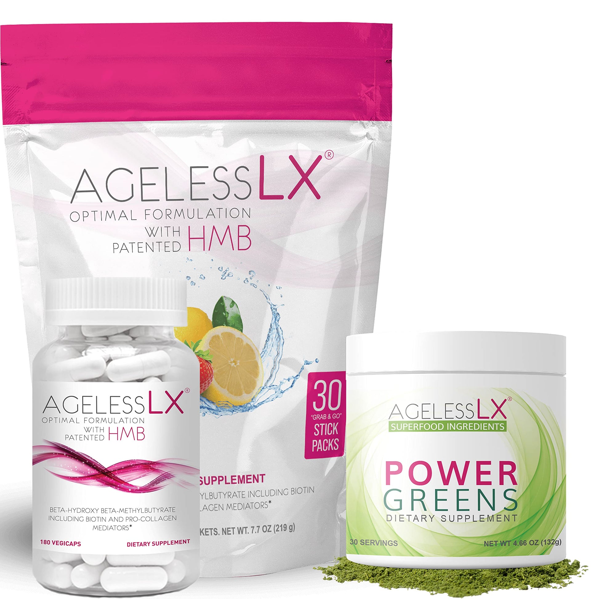 AgelessLX Biotin Supplement Powder Bundle, 2-Pack