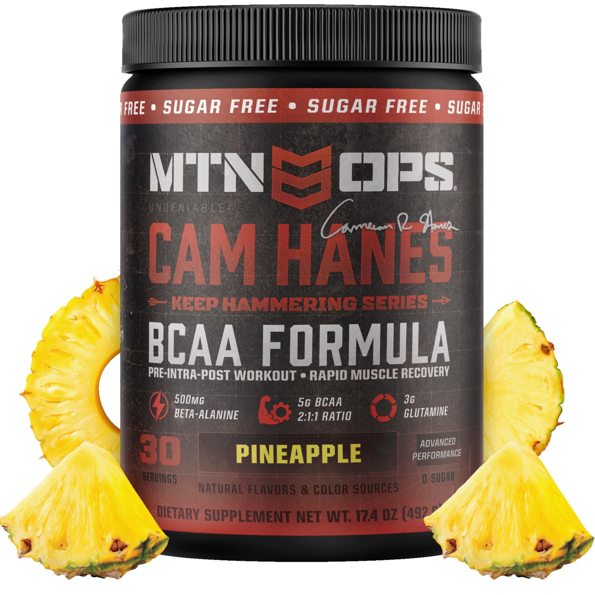 MTN OPS BCAA Powder for Muscle Recovery, Pineapple, 14.5
