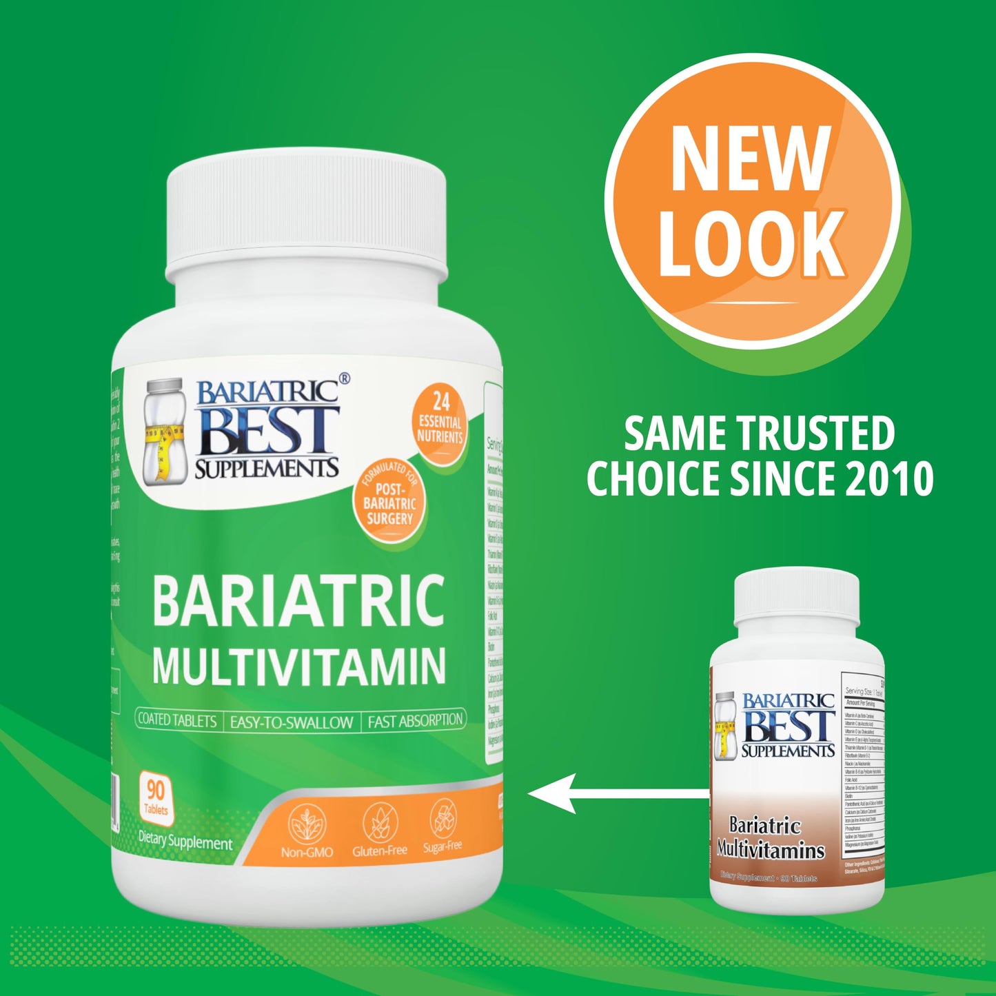Bariatric Best Supplements Bariatric Multivitamin with Iron for Post-Gastric Bypass & Sleeve Surgery, 90 Tablets