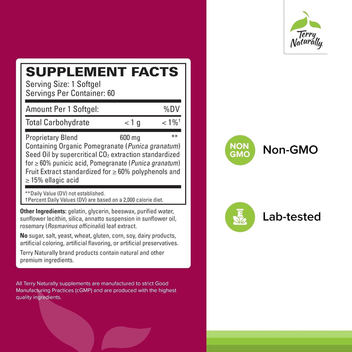 Terry Naturally Pomegranate Seed Oil Softgels, 60 Count