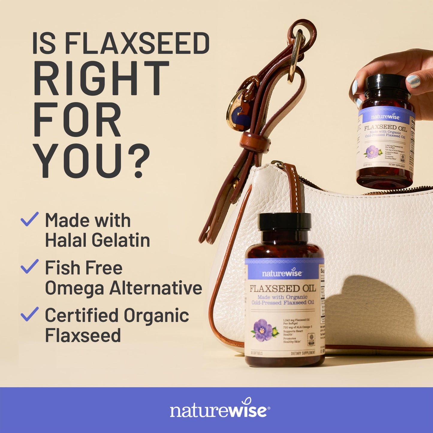 NatureWise Flaxseed Oil 1200 mg, Fish Free Omega-3-6-9 with 720 mg ALA Softgels, 60 Count