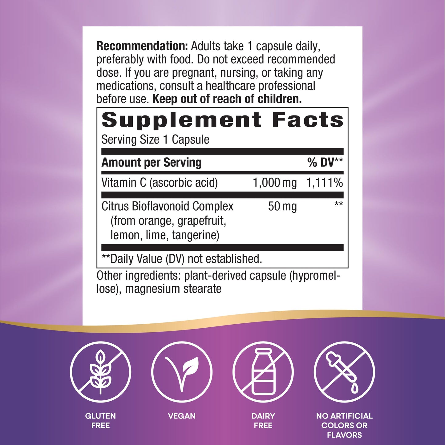 Nature's Way Vitamin C with Bioflavonoids Capsule 100 Count