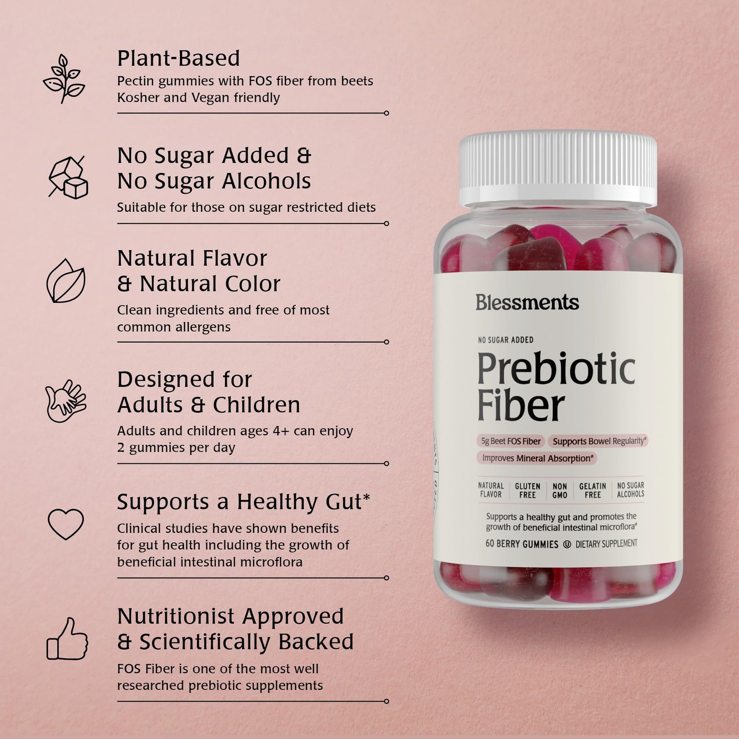 Blessments Prebiotic Fiber Gummies 120 Count