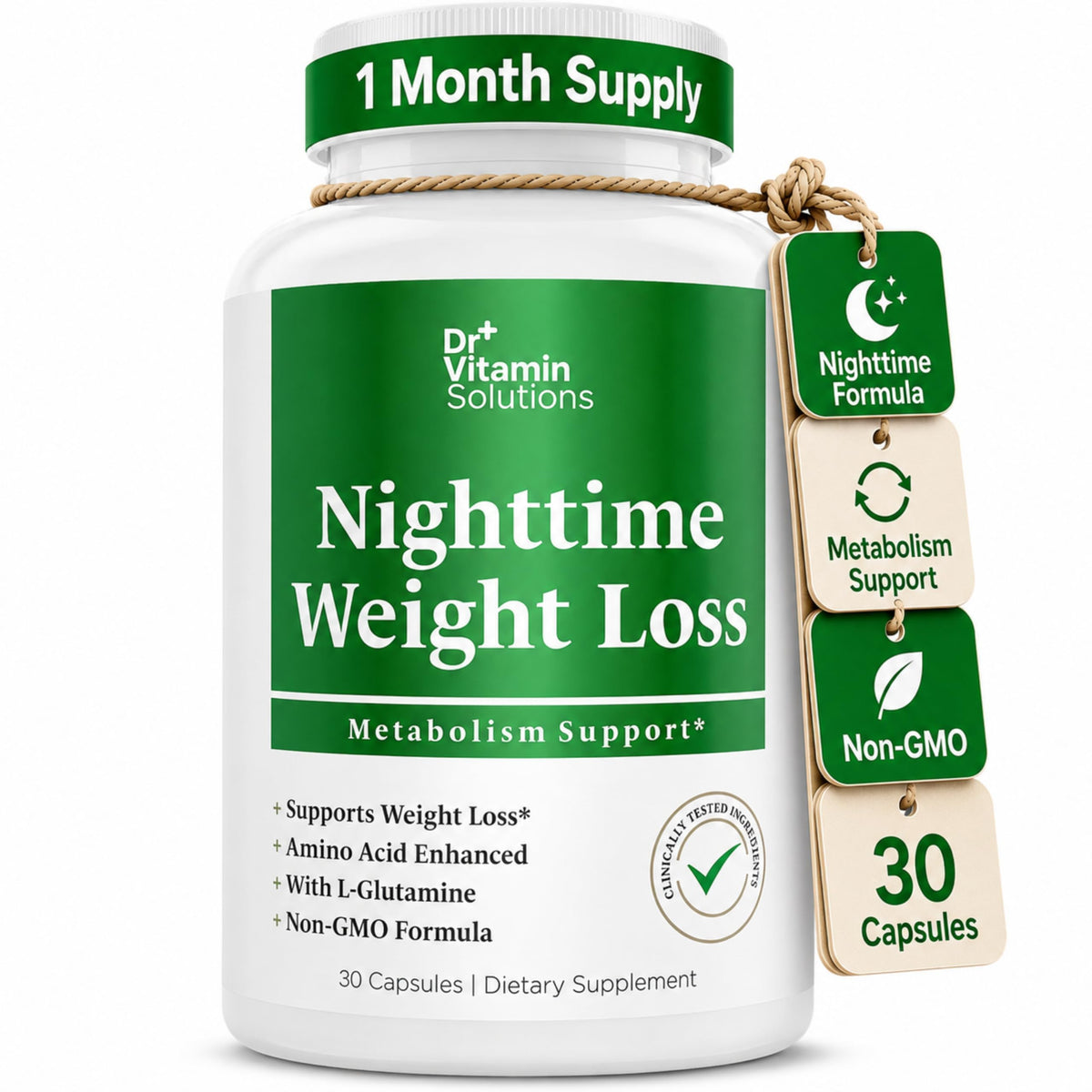 Nighttime Fat Burner for Women, Weight Loss & Appetite Suppressant, 30 Ct