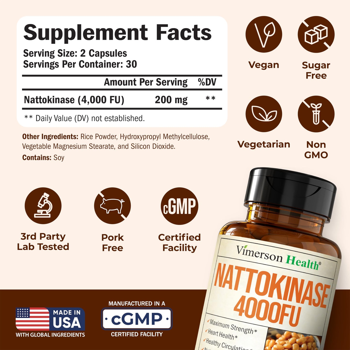 Vimerson Health Nattokinase Supplement, 60 Capsules