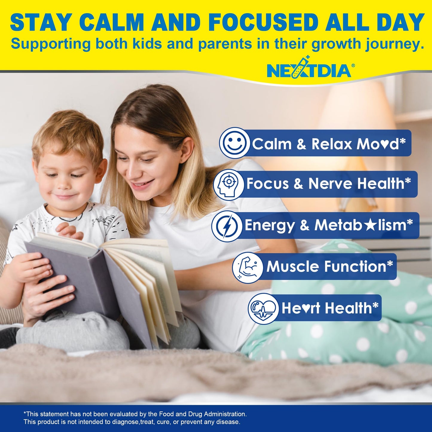 Nextdia Calm Focus Magnesium Glycinate Gummies, 60 Count
