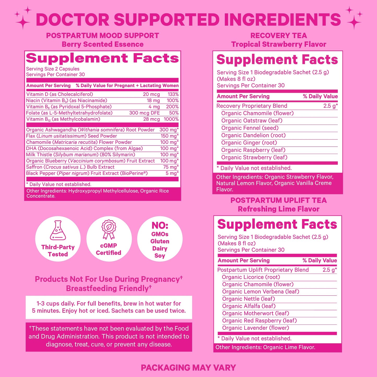 Pink Stork Postpartum Essentials Kit Capsules, 1