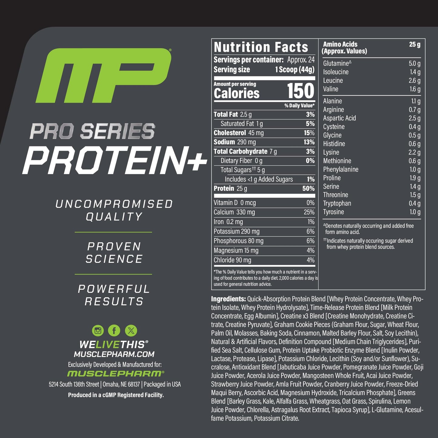 Muscle Pharm Pro Series Protein+ Creamy Vanilla Protein Powder 32
