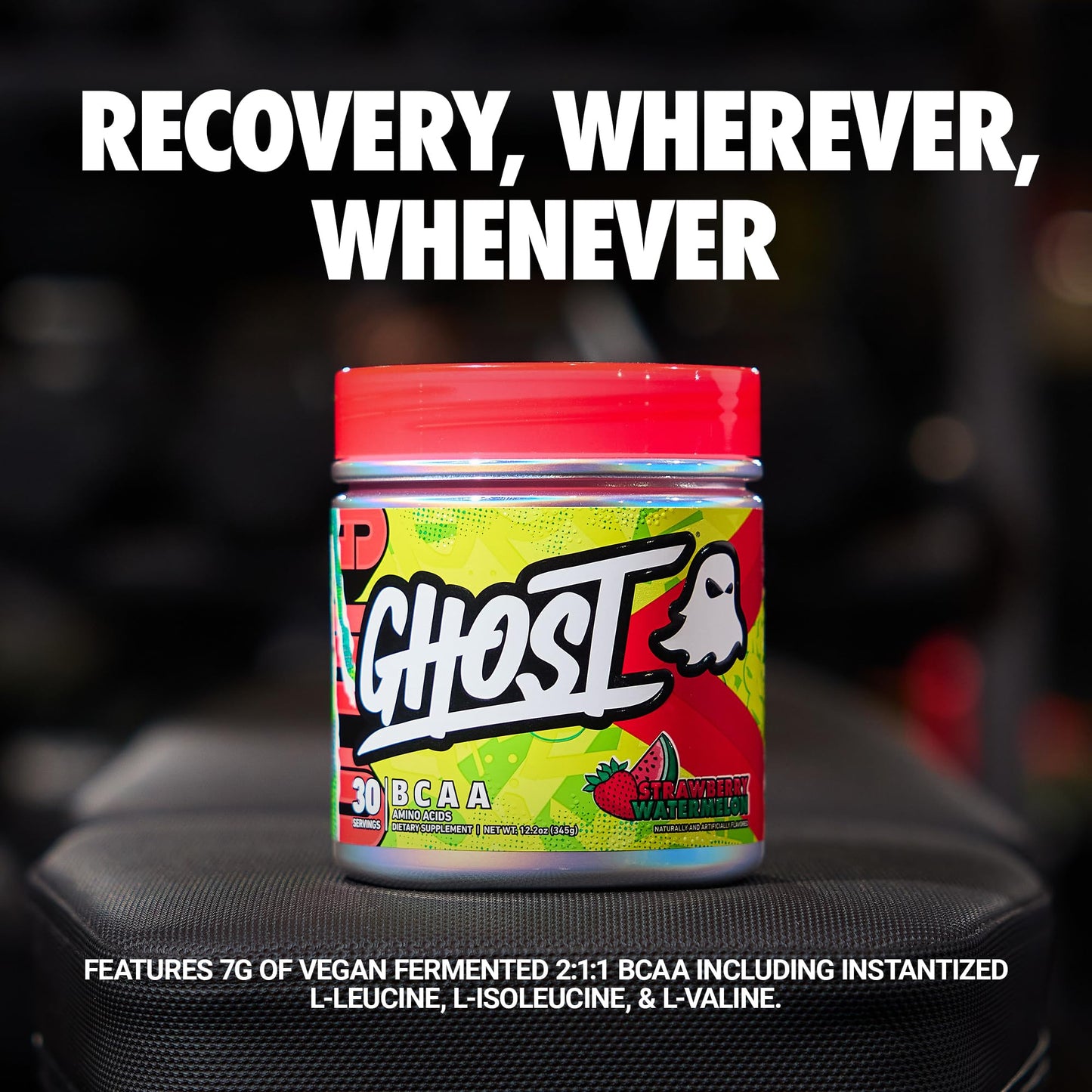 GHOST BCAA Powder Amino Acids Supplement, Strawberry Watermelon, 12.2 oz