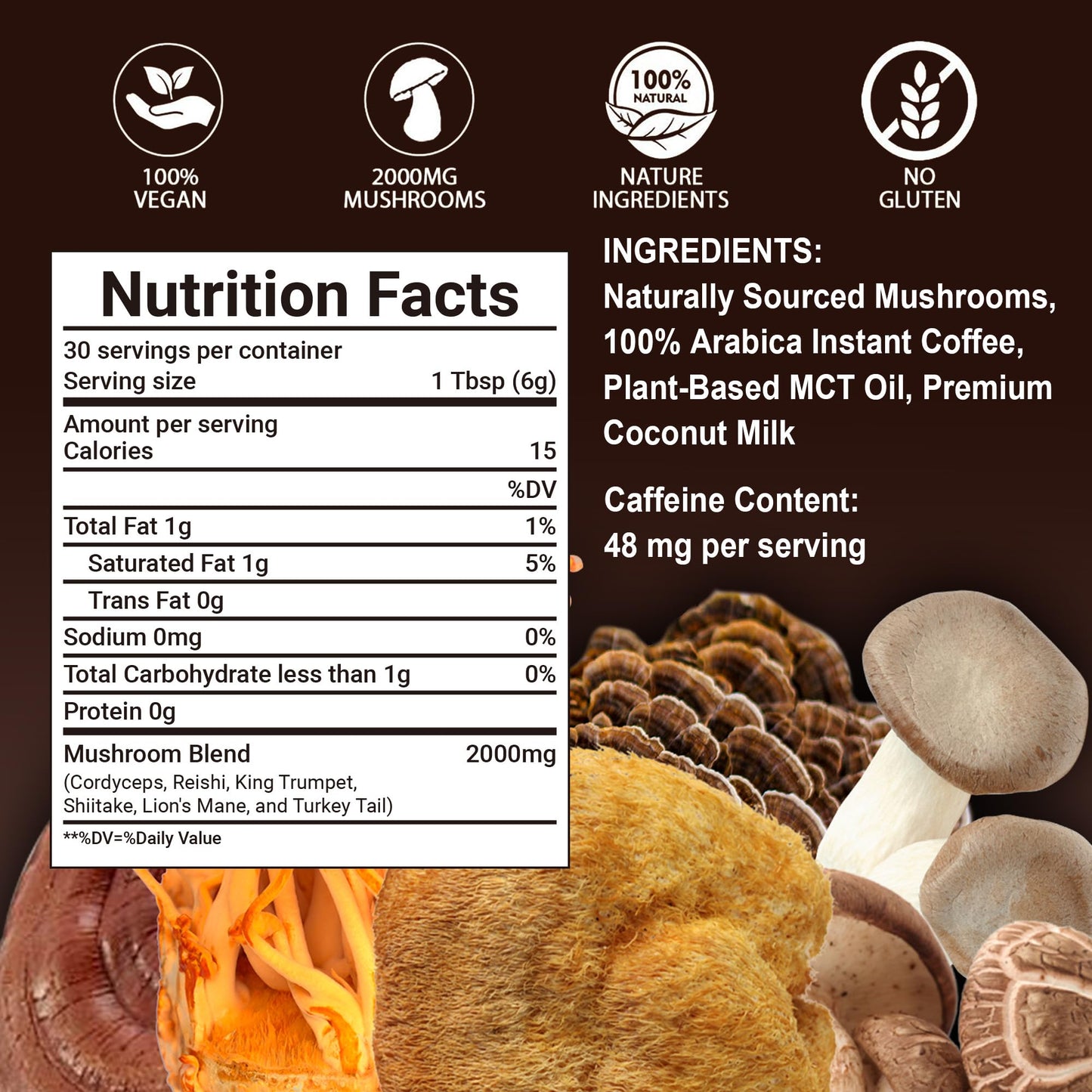 Xemenry Mushroom Coffee Powder 6.35 oz