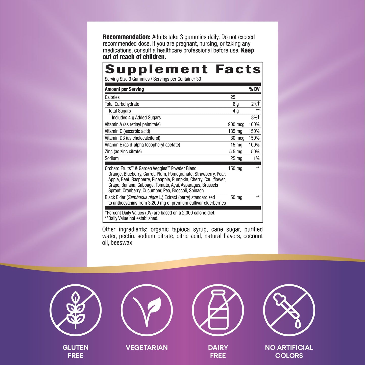 Nature's Way Alive! Immune Support Gummies with Elderberry Extract, Vitamins C & D3, Zinc, No Gluten, Grape & Cherry Flavored, 90 Gummies