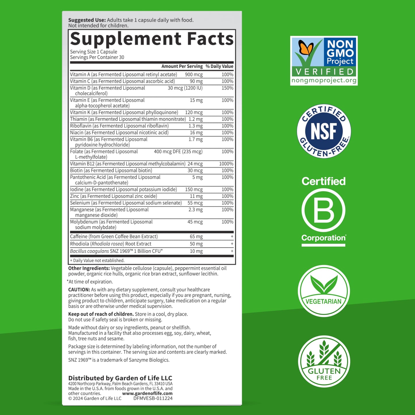 Garden of Life Multivitamin Liposomal Energy Capsules 30 Count