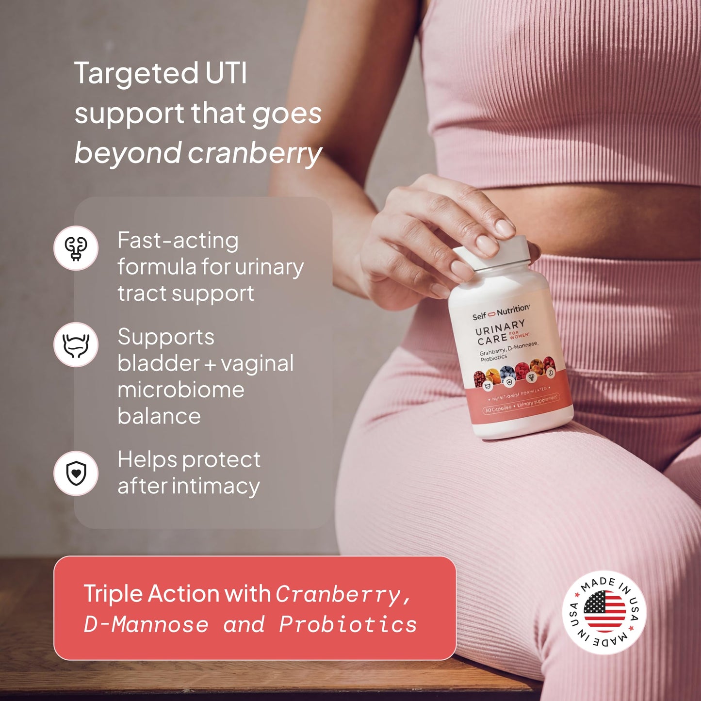 SELF NUTRITION UTI D Mannose with Cranberry & Probiotics for Women 60 Capsules