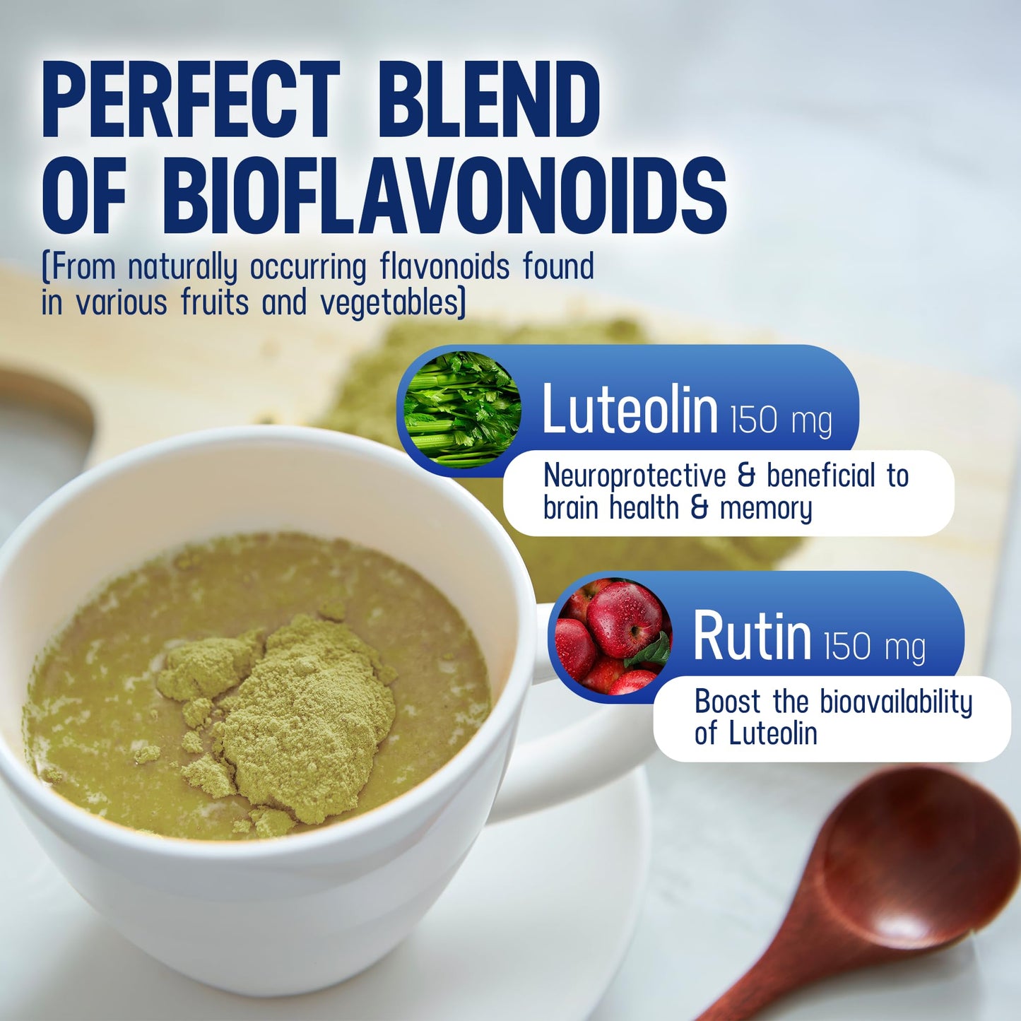 Luti Lutimax Pediatric Powder Brain Supplement with Luteolin & Rutin for Kids - Memory, Focus, Muscle & Immune Support Brain Supplements - Nootropic Antioxidants, 60 Servings