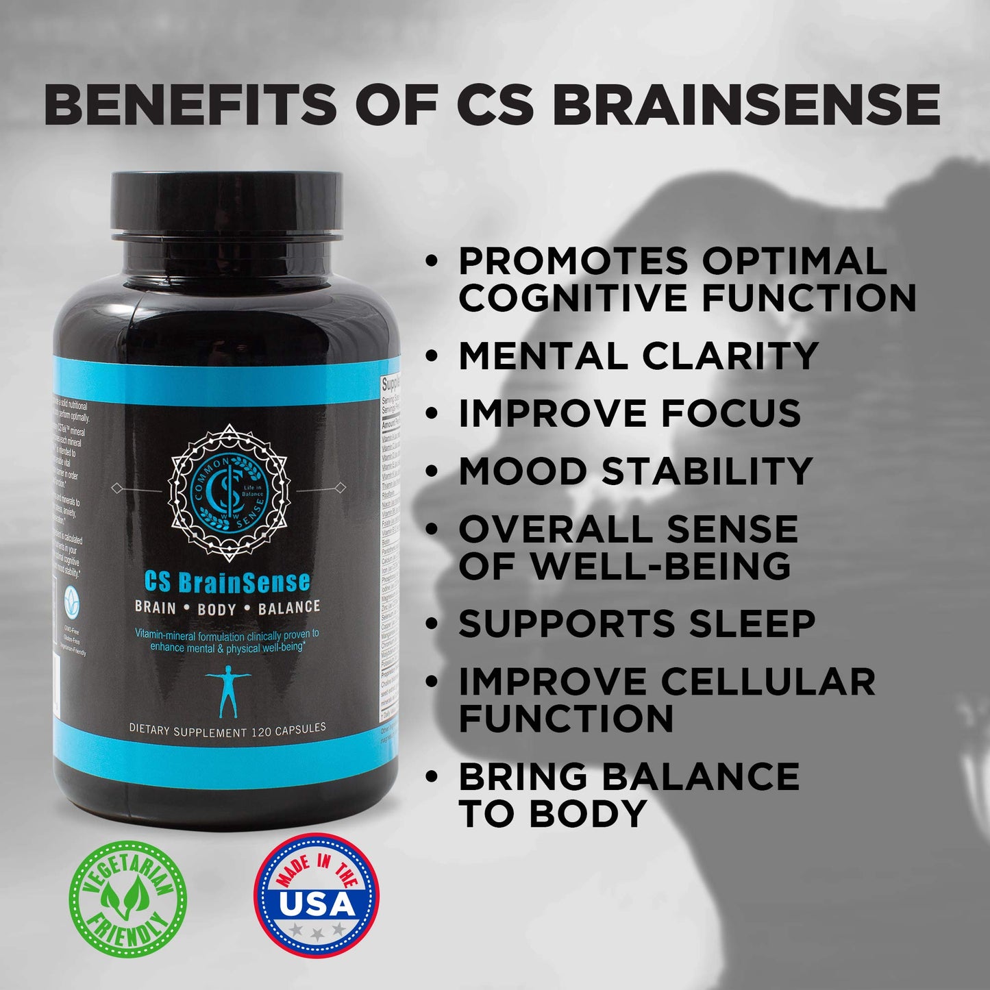 Common Sense Wellness Worldwide BrainSense Mood Stabilizer & Brain Supplement Capsule, 120 Capsules