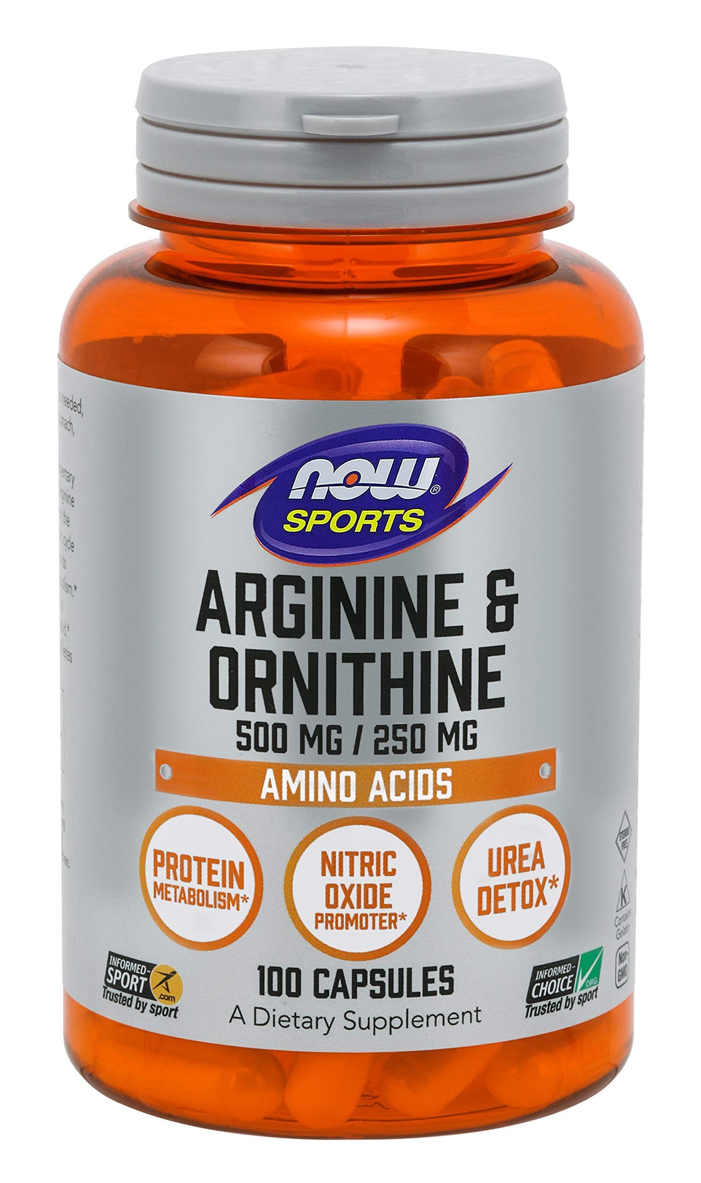 NOW Foods Arginine Ornithine Capsules, 100 Count