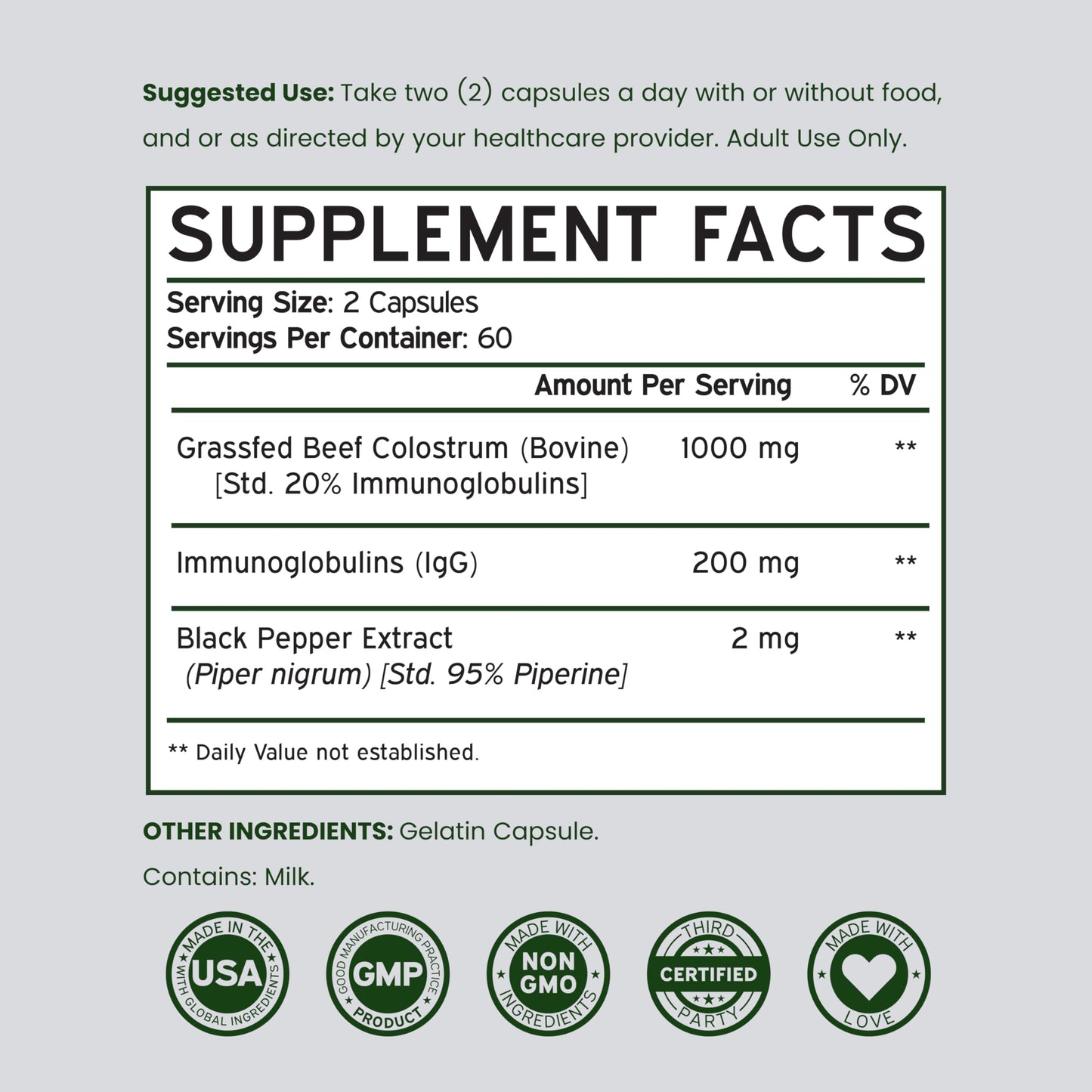 Dorado Nutrition Colostrum Supplement Capsules 120