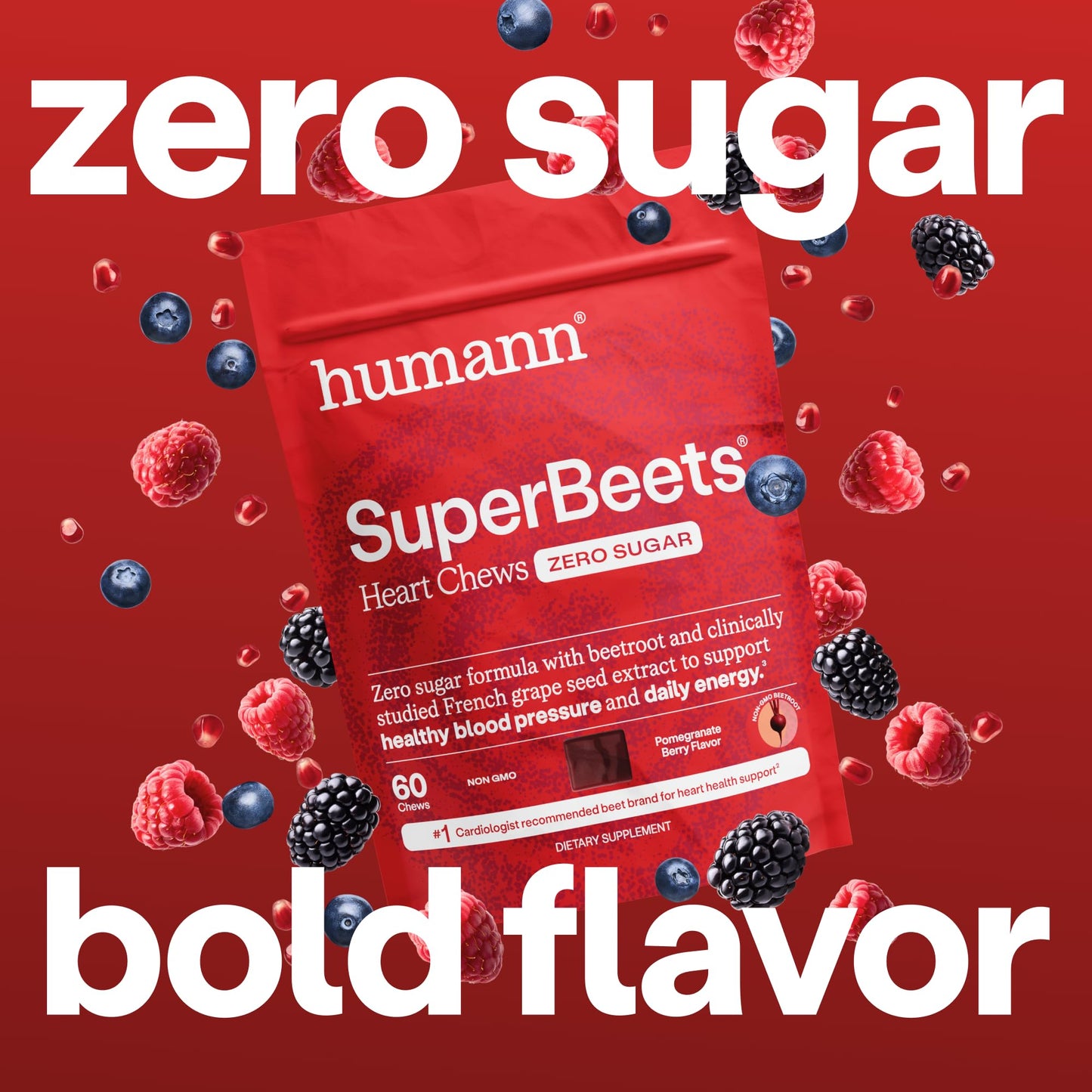 Humann SuperBeets Heart Chews Beet Root Supplement, 60 Count