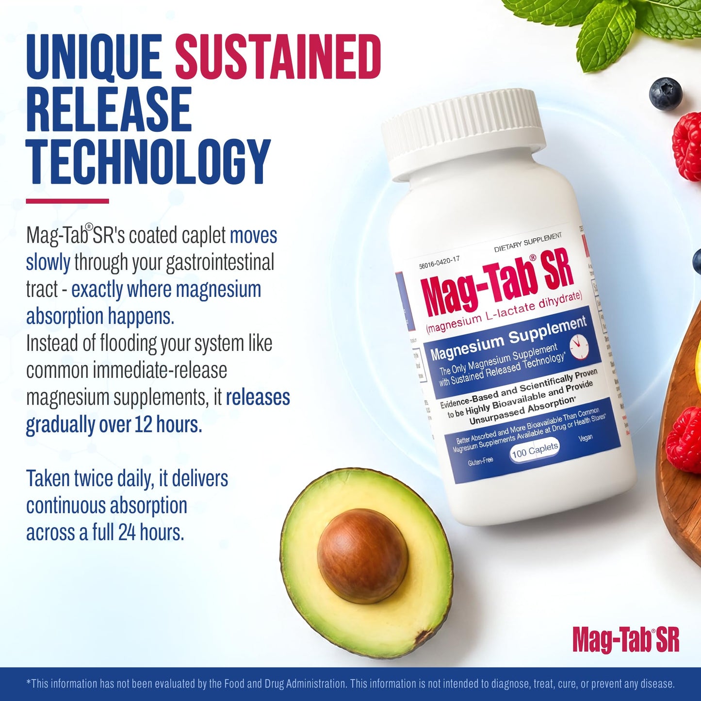 MAG-TAB SR Extended Release Magnesium Lactate Tablet, 100 Count
