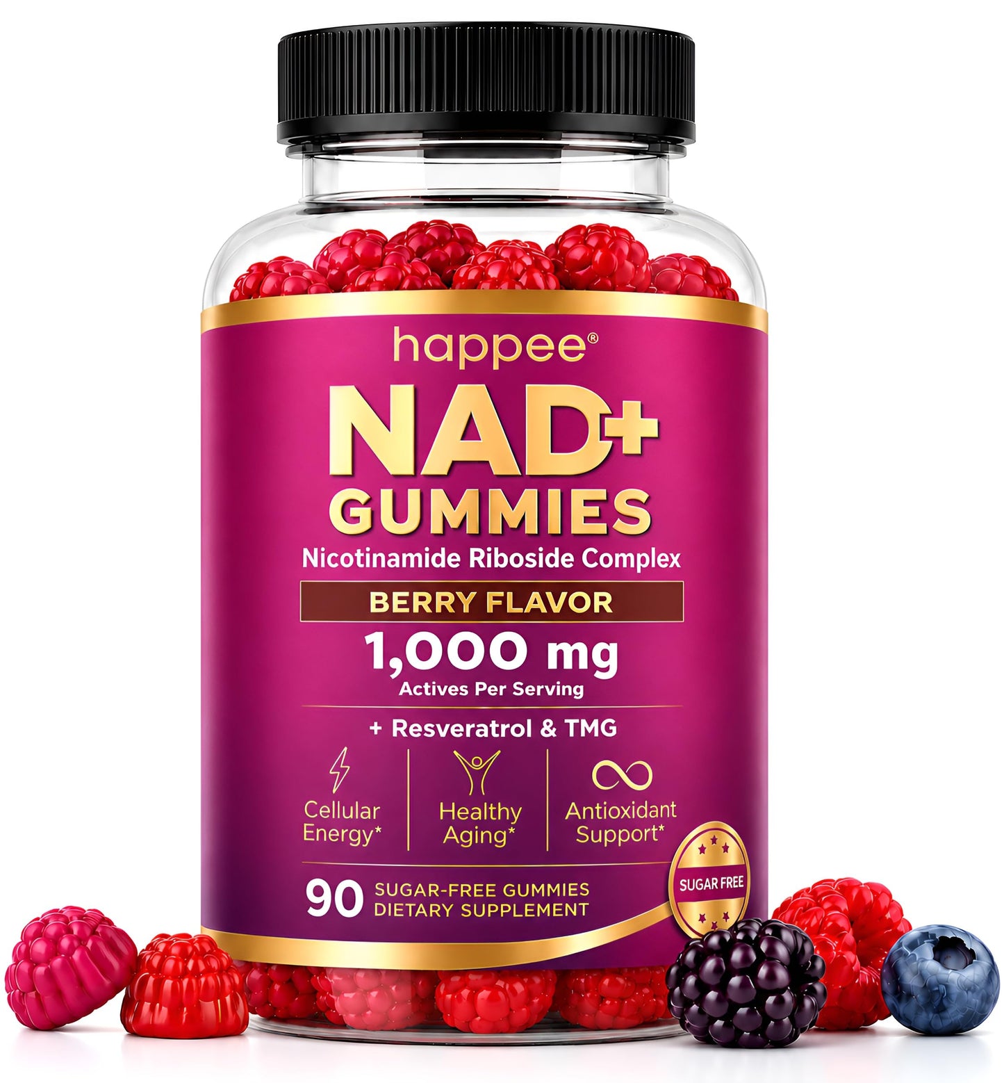 Happee NAD+ Gummies, 90 Count